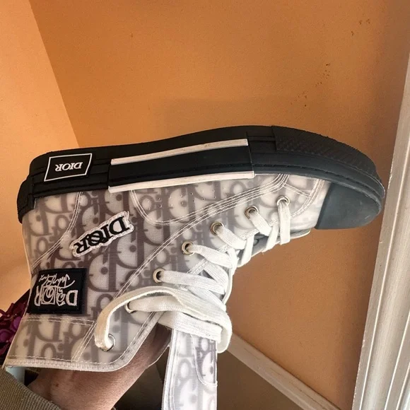 Dior Monogram High-Top Sneakers in Black and White